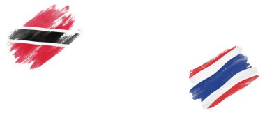 Trinidad ve Tobago ve Tayland Bayrakları Beyaz Arkaplanda