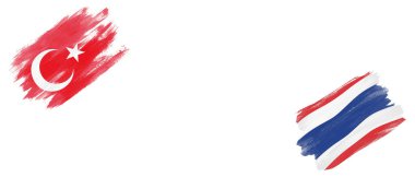 Beyaz Arkaplanda Türkiye ve Tayland Bayrakları