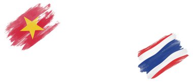 Beyaz Arkaplanda Vietnam ve Tayland Bayrakları