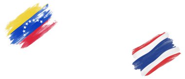 Beyaz Arkaplanda Venezuela ve Tayland Bayrakları