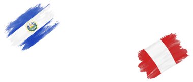 Beyaz Arkaplanda El Salvador ve Peru Bayrakları