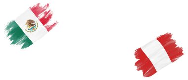 Beyaz Arkaplanda Meksika ve Peru Bayrakları