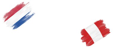 Beyaz Arkaplanda Hollanda ve Peru Bayrakları