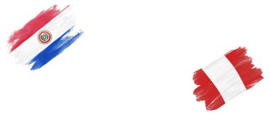 Beyaz Arkaplanda Paraguay ve Peru Bayrakları