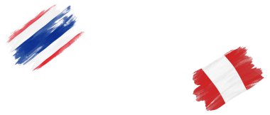 Beyaz Arkaplanda Tayland ve Peru Bayrakları