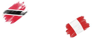 Beyaz Arkaplanda Trinidad ve Tobago ve Peru Bayrakları