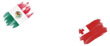 Beyaz Arkaplanda Meksika ve Tonga Bayrakları