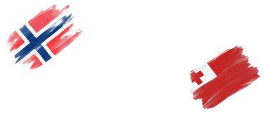 Norveç ve Tonga Bayrakları Beyaz Arkaplanda