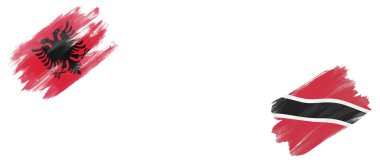 Arnavutluk ve Trinidad ve Tobago Bayrakları Beyaz Arkaplanda