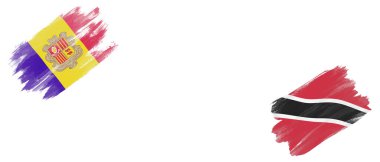 Beyaz Arkaplanda Andorra ve Trinidad ve Tobago Bayrakları