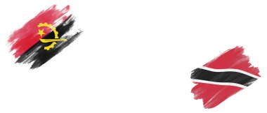 Angola ve Trinidad ve Tobago Bayrakları Beyaz Arkaplanda