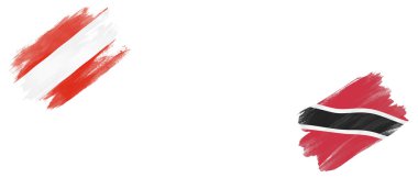 Avusturya ve Trinidad ve Tobago Bayrakları Beyaz Arkaplanda