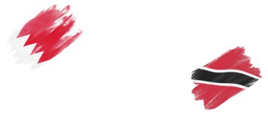 Bahreyn ve Trinidad ve Tobago Bayrakları Beyaz Arkaplanda