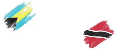 Bahamalar ve Trinidad ve Tobago Bayrakları Beyaz Arkaplanda