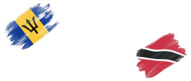 Beyaz Arkaplanda Barbados ve Trinidad ve Tobago Bayrakları