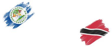 Belize ve Trinidad ve Tobago Bayrakları Beyaz Arkaplanda