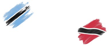 Botswana ve Trinidad ve Tobago Bayrakları Beyaz Arkaplanda