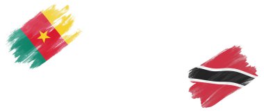 Kamerun ve Trinidad ve Tobago Bayrakları Beyaz Arkaplanda