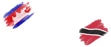 Kamboçya, Trinidad ve Tobago Bayrakları Beyaz Arkaplanda