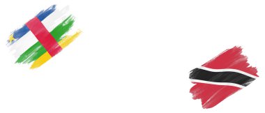 Beyaz Arkaplanda Orta Afrika Cumhuriyeti ve Trinidad ve Tobago Bayrakları