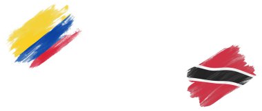 Kolombiya, Trinidad ve Tobago Bayrakları Beyaz Arkaplanda