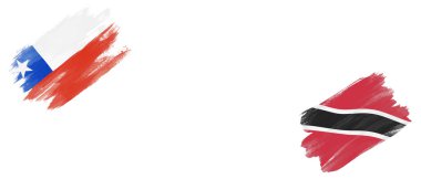 Beyaz Arkaplanda Şili ve Trinidad ve Tobago Bayrakları