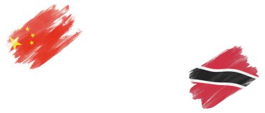 Beyaz Arkaplanda Çin ve Trinidad ve Tobago Bayrakları