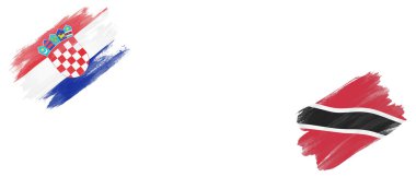Hırvatistan ve Trinidad ve Tobago Bayrakları Beyaz Arkaplanda