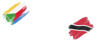 Komorolar ve Trinidad ve Tobago Bayrakları Beyaz Arkaplanda