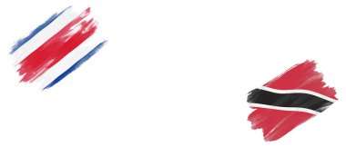 Beyaz Arkaplanda Kosta Rika ve Trinidad ve Tobago Bayrakları