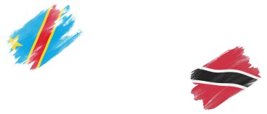 Demokratik Kongo Cumhuriyeti ve Trinidad ve Tobago Bayrakları Beyaz Arkaplanda