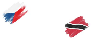 Çek Cumhuriyeti ve Trinidad ve Tobago Bayrakları Beyaz Arkaplanda