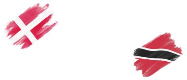 Danimarka ve Trinidad ve Tobago Bayrakları Beyaz Arkaplanda