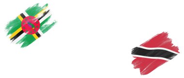 Dominica ve Trinidad ve Tobago Bayrakları Beyaz Arkaplanda