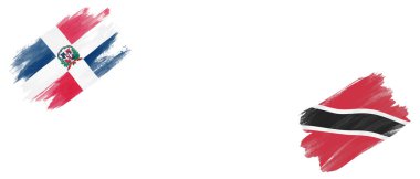 Dominik Cumhuriyeti, Trinidad ve Tobago Bayrakları Beyaz Arkaplanda