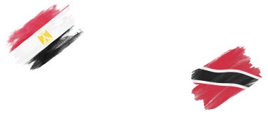 Beyaz Arkaplanda Mısır ve Trinidad ve Tobago Bayrakları