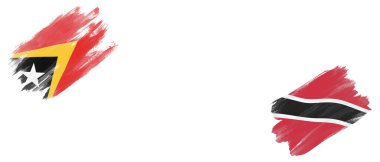 Doğu Timor ve Trinidad ve Tobago Bayrakları Beyaz Arkaplanda