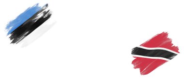 Beyaz Arkaplanda Estonya ve Trinidad ve Tobago Bayrakları