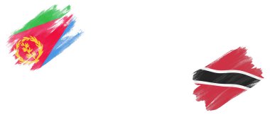 Eritre, Trinidad ve Tobago Bayrakları Beyaz Arkaplanda