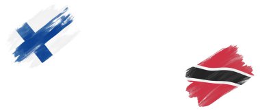 Finlandiya ve Trinidad ve Tobago Bayrakları Beyaz Arkaplanda