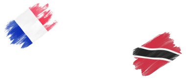 Fransa ve Trinidad ve Tobago Bayrakları Beyaz Arkaplanda