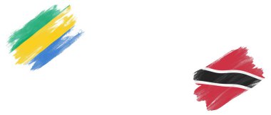 Gabon ve Trinidad ve Tobago Bayrakları Beyaz Arkaplanda