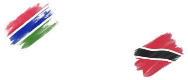 Gambiya ve Trinidad ve Tobago Bayrakları Beyaz Arkaplanda