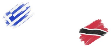 Beyaz Arkaplanda Yunanistan ve Trinidad ve Tobago Bayrakları