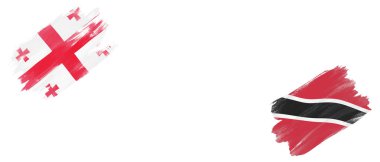 Gürcistan ve Trinidad ve Tobago Bayrakları Beyaz Arkaplanda