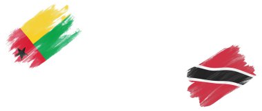 Beyaz Arkaplanda Gine Bissau ve Trinidad ve Tobago Bayrakları