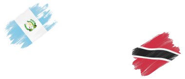 Guatemala ve Trinidad ve Tobago Bayrakları Beyaz Arkaplanda