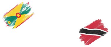 Beyaz Arkaplanda Grenada ve Trinidad ve Tobago Bayrakları