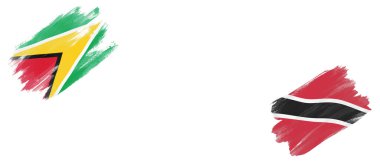 Guyana ve Trinidad ve Tobago Bayrakları Beyaz Arkaplanda