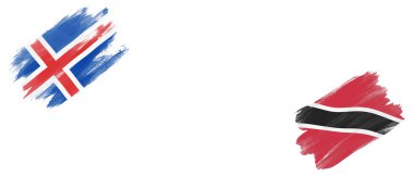 İzlanda ve Trinidad ve Tobago Bayrakları Beyaz Arkaplanda